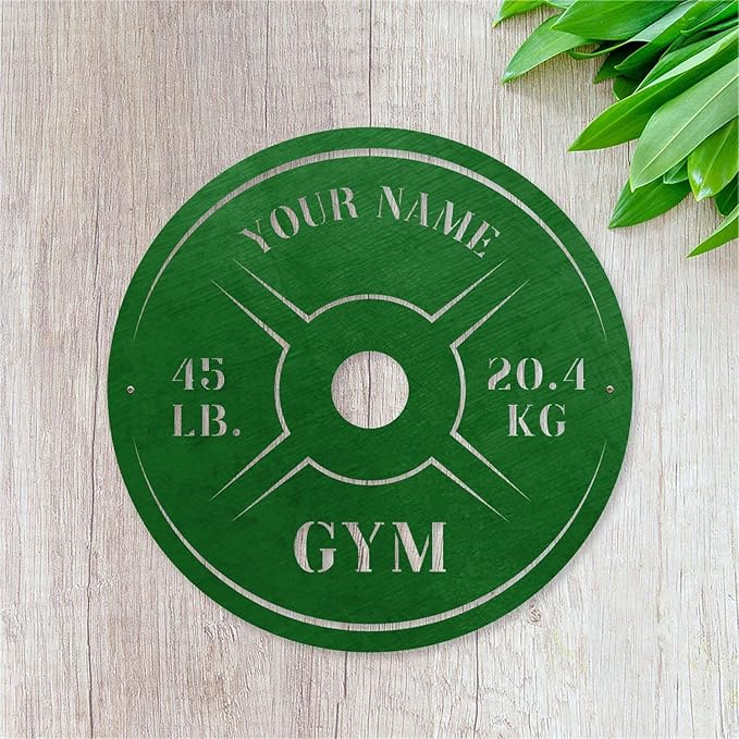 Personalized Home Gym LED Tin Metal Sign Multiple Sizes, Weight Lifting Exercise Workout Room Training Fitness Center Motivational Inspirational Quotes Decor Wall Art Hanging Accessories (08 w/o LED)