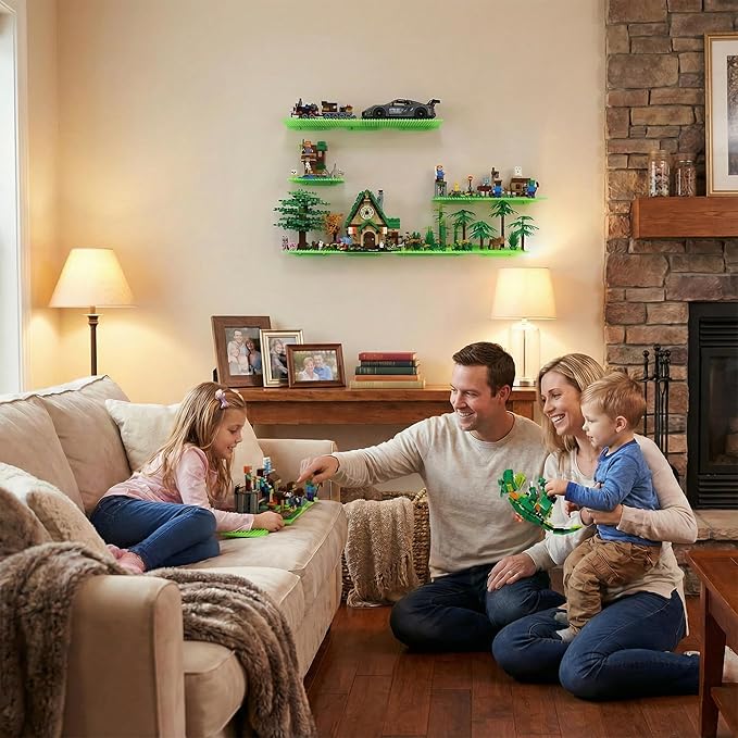 6 Wall Display Shelf for Lego Bricks, 4x5 inch Dual-Sided Floating Shelves