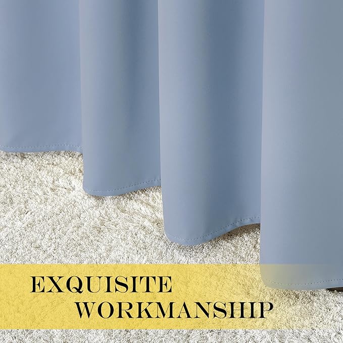 NICETOWN Vintage Blue Blackout Curtains 84 inch Length, Grommet Top Room