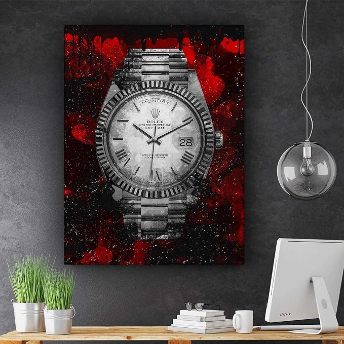 Luxury Watch Canvas Print Office Wall Decor Modern Art Pop Culture Decoration Inspiration Clock Timer Prints Framed Arts Walls Furniture (40" x 30")