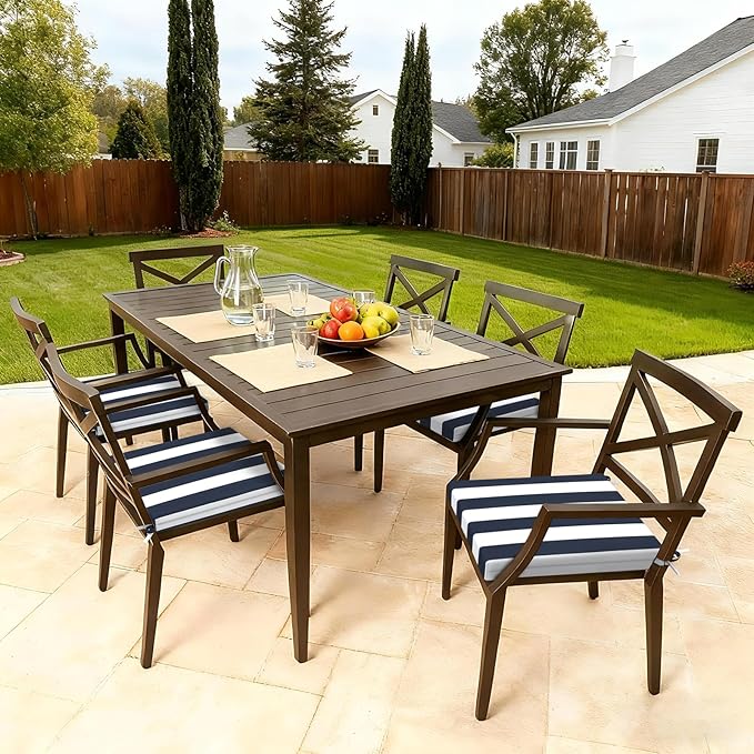 LVTXIII Outdoor Chair Cushions, Fade-Resistant Patio Furniture Cushions Outdoor Chair Pads with Ties for Dining Chairs and Garden Furniture Use, 19"x19"x2" Pack of 2, Cabana Navy