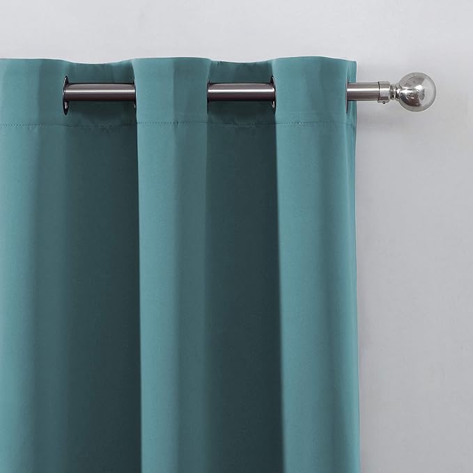 LEMOMO Sea Teal Blackout Curtains 66 x 63 Inch Length/Set of 2 Curtain