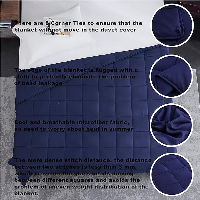 L'AGRATY Weighted Blanket - 88"x104" 25lbs Cooling Breathable Heavy Blanket Microfiber Material with Glass Beads for Adult All-Season Summer Fall Winter Soft Thick Comfort