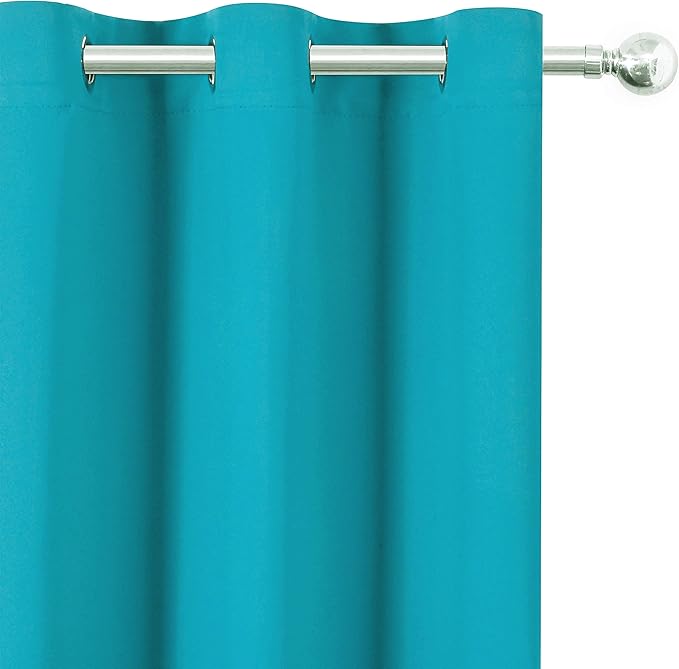 LEMOMO Teal Blackout Curtains 66 x 63 Inch Length/Set of 2 Curtain