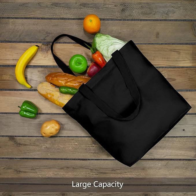 TOPDesign 2-Pack Canvas Tote Bags with Magnetic Snap, Reusable Grocery Shopping Bags, DIY Your Creative Designs