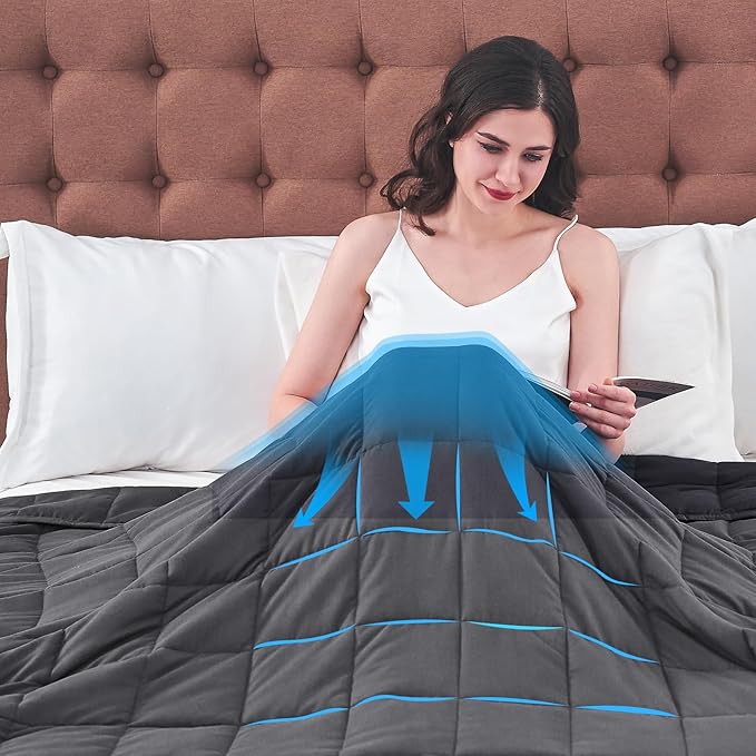 yescool King Size Weighted Blanket for Adults (25 lbs, 80” x 87”, Grey) Cooling Heavy Blanket for Sleeping Perfect for 240-260 lbs, Breathable Blanket for Adults & Couple All Season, Machine Washable