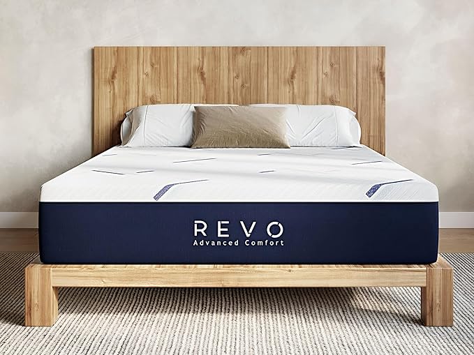 REVO Sleep Gel Memory Foam Mattress, 14-Inch Queen – Cooling Mattress with Contouring Gel Foam, Pressure Relief & Balanced Support – Soft, Breathable Comfort for Deep Sleep