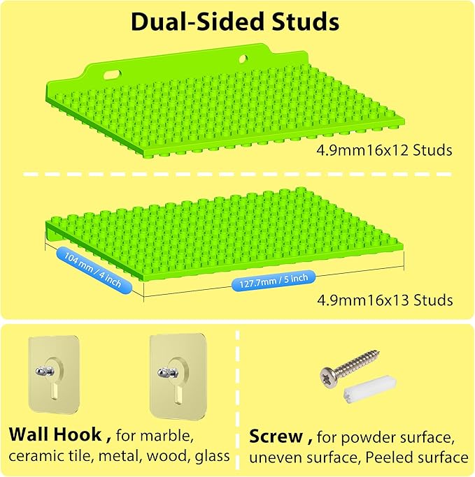 6 Wall Display Shelf for Lego Bricks, 4x5 inch Dual-Sided Floating Shelves