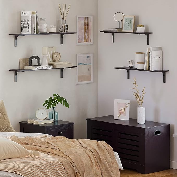 DINZI LVJ Long Wall Shelves, 31.5 Inch Wall Mounted Shelves Set of 2,