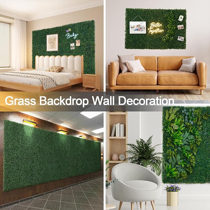 Luyue 24PCS 20”×20” Boxwood Panels, Artificial Grass Wall Panels Fake Greenery