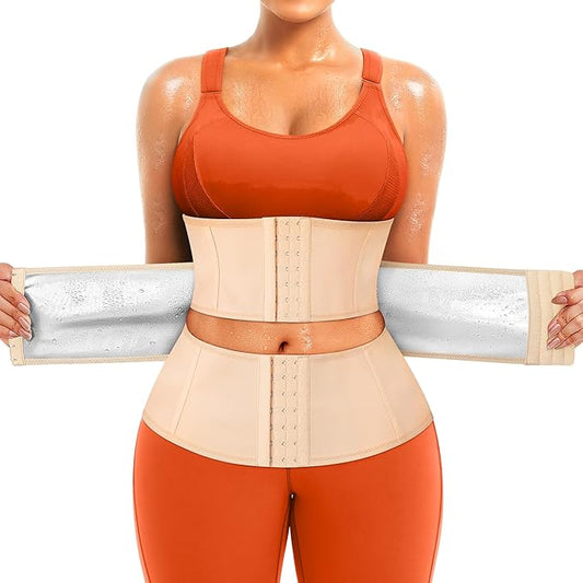 TrainingGirl Waist Trainer for Women Belly Working Out Trimmer Corset Sauna Sweat Belt Band Stomach Wrap Body Shaper Fajas