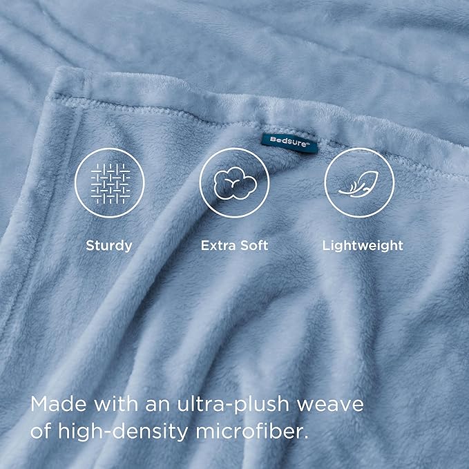 Bedsure Fleece Throw Blanket for Couch Light Blue - Lightweight Plush Fuzzy Cozy Soft Blankets and Throws for Sofa, 50x60 inches