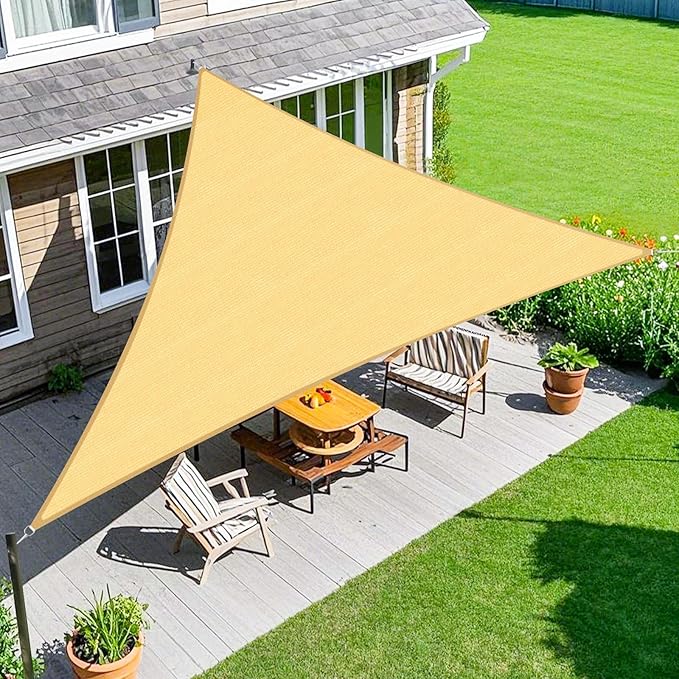 Amagenix Sun Shade Sail 7'X7'X7' Curved Edge Outdoor Shade Canopy Sand Breathable 95% UV Block Shade Cloth for Patio Garden Backyard (We Make Custom Size)