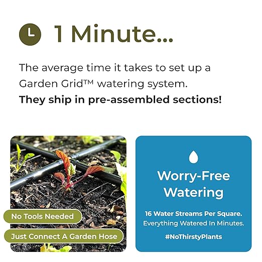 Garden Grid Watering System - 3x3 Standard | Raised Garden Bed Drip Irrigation System – But Better | Pre-Assembled, Waters Every Plant Evenly, 1-Min Setup | Square Foot Gardening | 33.5"x33.5"