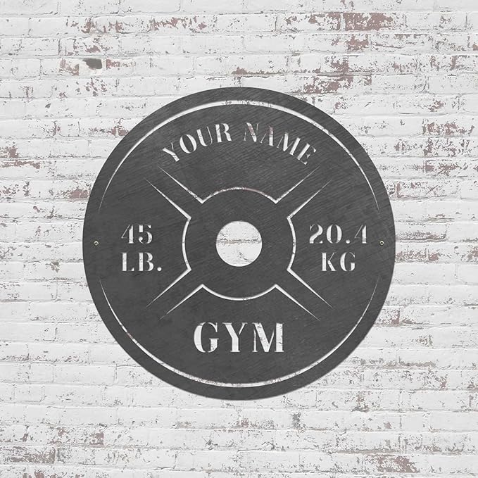 Personalized Home Gym LED Tin Metal Sign Multiple Sizes, Weight Lifting Exercise Workout Room Training Fitness Center Motivational Inspirational Quotes Decor Wall Art Hanging Accessories (11 w/o LED)