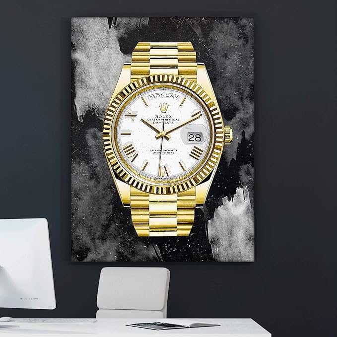 SuccessHunters Luxury Gold Watch Canvas Print Office Wall Decoration Home Decor Modern Art Prints Inspiration Motivation Inspire Entrepreneur Quote Inspirational Motivational House Decal (48" x 36")