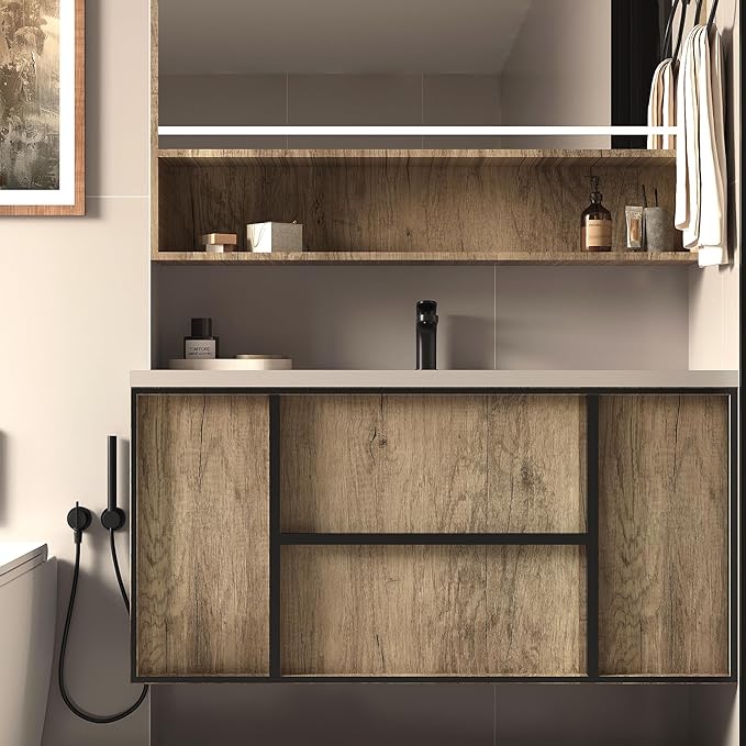 BOMENG Extra Wide Brown Wood Contact Paper Peel and Stick Wallpaper 24"x197"