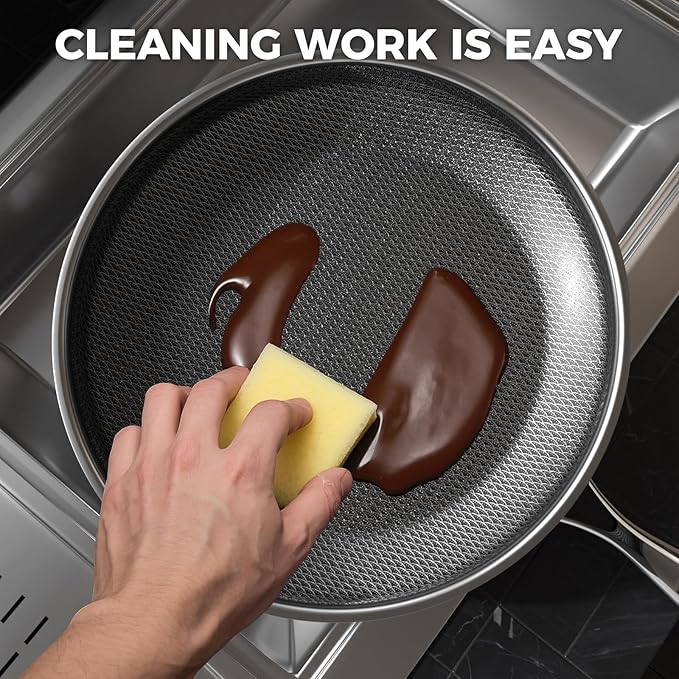 Non Stick Frying Pans,Hybrid Nonstick 12 Inch Frying Pan,Stay-Cool Handle,PFAS PFOA PTFE Free,Dishwasher-Friendly,Nonstick Frying Pan,Oven-Safe,Works on Ceramic and Gas Cooktops