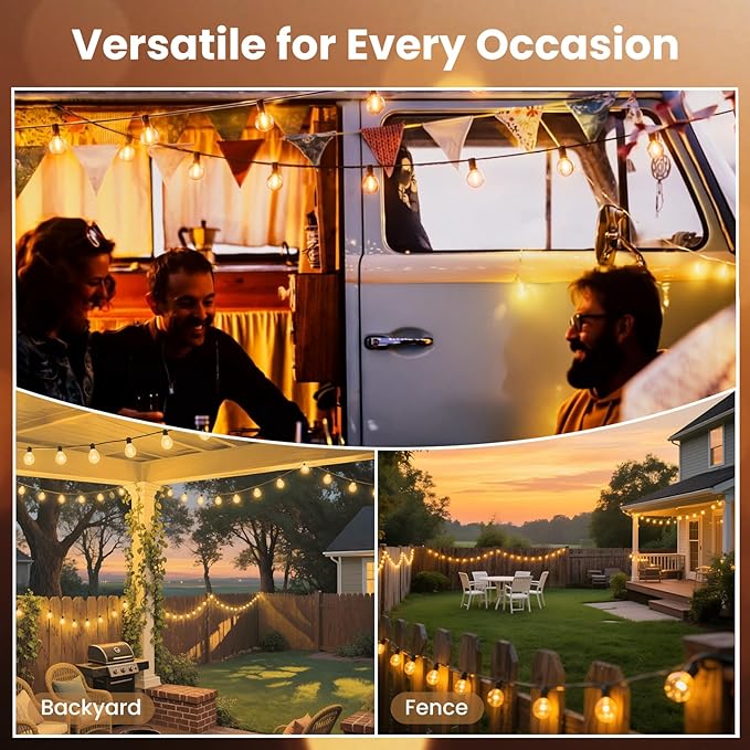 RTTY Outdoor String Lights 25 FT, G40 Led Patio Globe Lights with 13pcs Bulbs,Waterproof Shatterproof Dimmable Connectable Hanging for Cafe Bistro Backyard Gazebo Balcony Deck Party