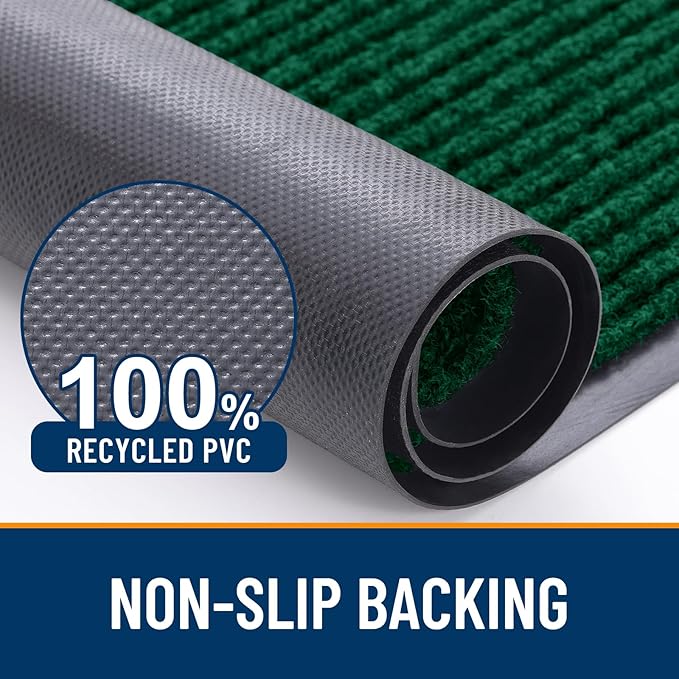 OLANLY Front Door Mat Indoor Outdoor Entrance, Waterproof Heavy Duty Doormat, Fade Resistant, Low Profile, Easy Clean Patio Porch Welcome Floor Mats for Entry, 33x21, Green