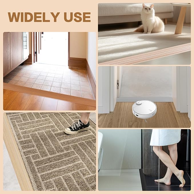 Floor Transition Strip Vinyl Door Threshold Ramp Self Adhesive Carpet Edging Strip Doorway Edge Trim, Overlap Edge Reducer for Laminate Carpet, Floor, Tile (Black, 2/5" to 3/5", 3.3Ft)
