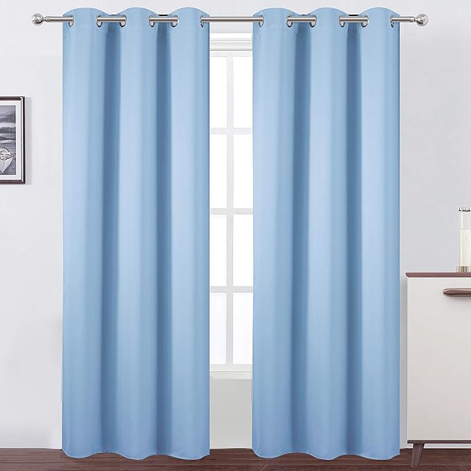 LEMOMO Sky Blue Thermal Blackout Curtains/42 x 95 Inch/Set of 2 Panels Room