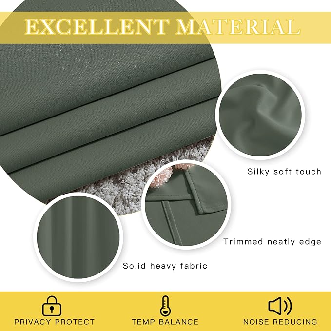 NICETOWN Sliding Door Curtains 84 inches Long, Grommet Blackout Thermal Patio