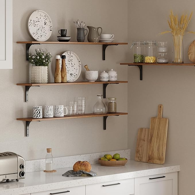 DINZI LVJ Long Wall Shelves, 47.3Inch Wall Mounted Shelves Set of 4, Extra