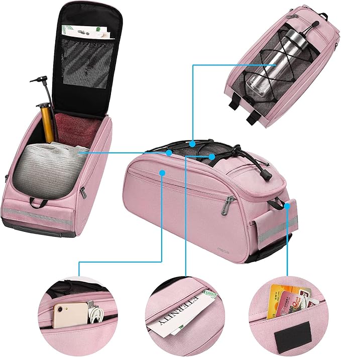 MOSISO Bike Rack Bag, Waterproof Bicycle Trunk Pannier Rear Seat Pouch Cycling Bike Carrier Backseat Storage Luggage Saddle Shoulder Bag