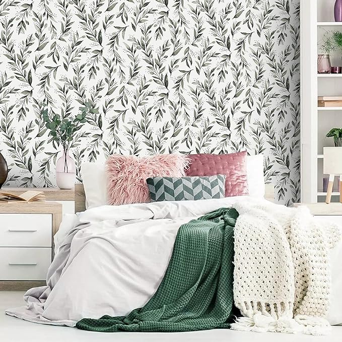 Livebor Green Leaf Peel and Stick Wallpaper Olive Leaf Contact Paper 17.7inch x