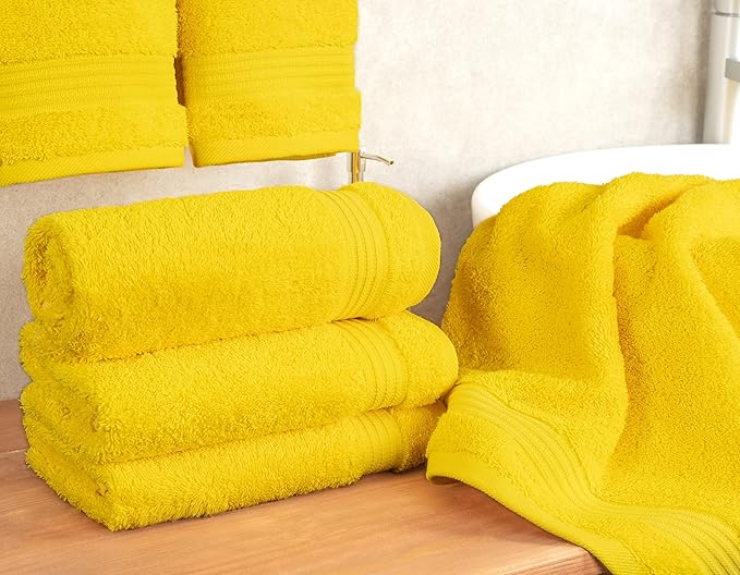 Cotton Paradise Hand Towels for Bathroom, 100% Cotton Turkish 4 Piece Hand Towel Set, Soft Absorbent Face Towels, Yellow Hand Towels