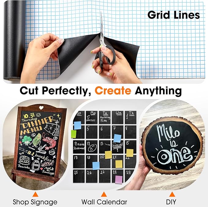 Chalkboard Wallpaper Peel and Stick, 17.5"x78.7" Blackboard Contact Paper Self
