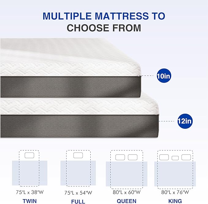 10 Inch Full Green Tea Memory Foam Mattress for Cool Sleep & Pressure Relief, Bed in a Box, Removable Cover No Fiberglass, CertiPUR-US Certified