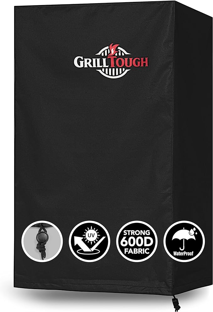 Heavy Duty Smoker Cover for Outdoor Griddle, 30 Inch – Waterproof, Weather Resistant, UV & Fade Resistant with Adjustable Straps – BBQ Cover for Flat Grill, Black