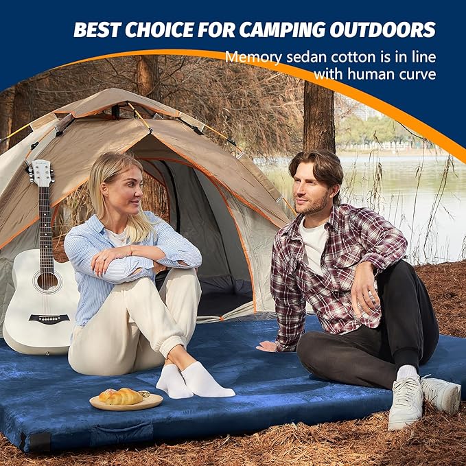 CYMULA CertiPUR-US Memory Foam Camping Mattress Pad, Portable Foam Sleeping Pad for Camping, Roll up Sleeping Mat for Adults Guest Floor Bed for Sleepover, Car, Tent SUV Cot Mattress