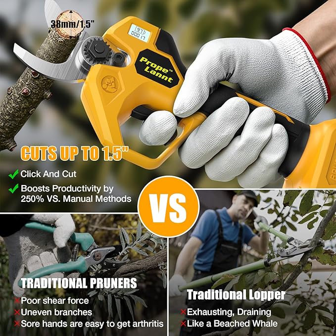 Pruning Shears for Dewalt 20V Battery – Electric Pruning Shears for Gardening, SK5 High-Carbon Steel Blade, 0.8-1.5" Cutting Capacity, LCD Display (Tool Only, No Battery)