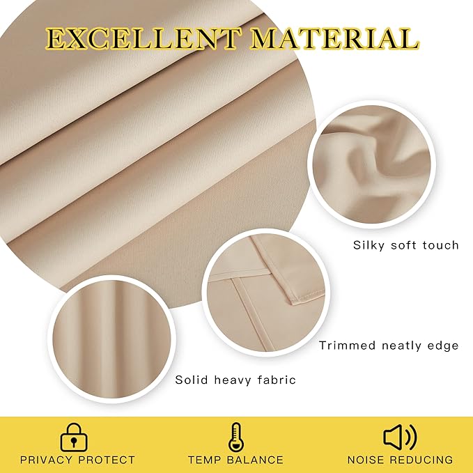 NICETOWN Blackout Living Room Curtain 63 inches Long