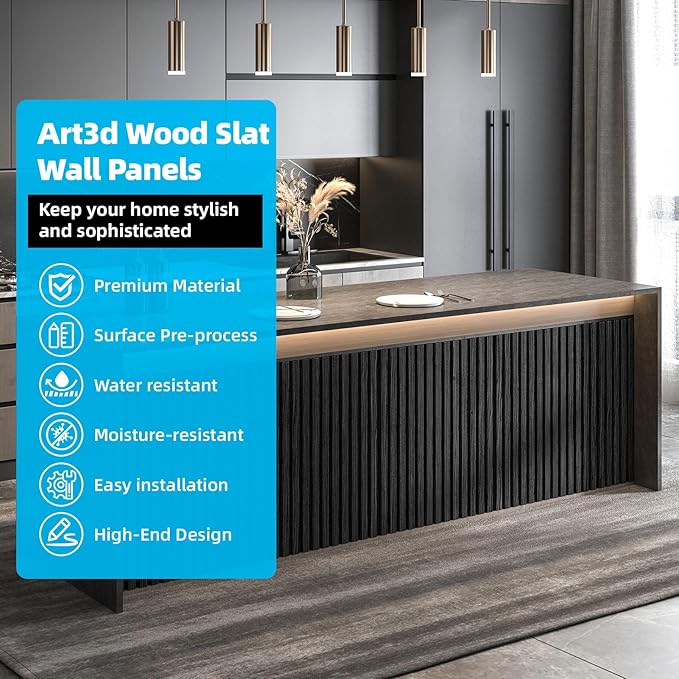 Art3d 6-Piece Wood Slat Panels for Stylish Interior Decor and Ceiling Decoration
