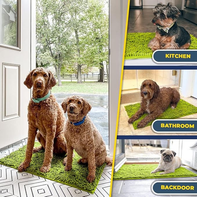 Muddy Mat® | Super Water Absorbent Door Mat Indoor, Microfiber Quick Dry Chenille Entryway Rug,Slip Resistant Front Door Mat,Indoor Mats for Entryway,Machine Washable Pet Rug, Spring Green 3ft x 8ft