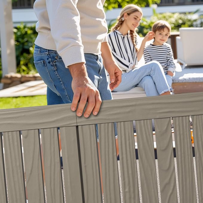 Outdoor Chaise Lounge Chairs Set of 2, 5-Position Adjustable Tanning Lounge Chairs with Wood Texture, All-Weather Resin Patio Lounge Chair for Pool, Garden, Deck, Beach, Striped Grey