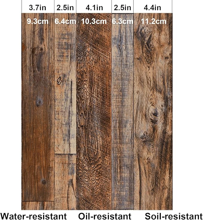 WENMER 11.8" x 118" Brown Wood Peel and Stick Wallpaper Shiplap Self Adhesive