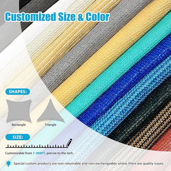 Amagenix Sun Shade Sail 7'X7'X7' Curved Edge Outdoor Shade Canopy Sand Breathable 95% UV Block Shade Cloth for Patio Garden Backyard (We Make Custom Size)