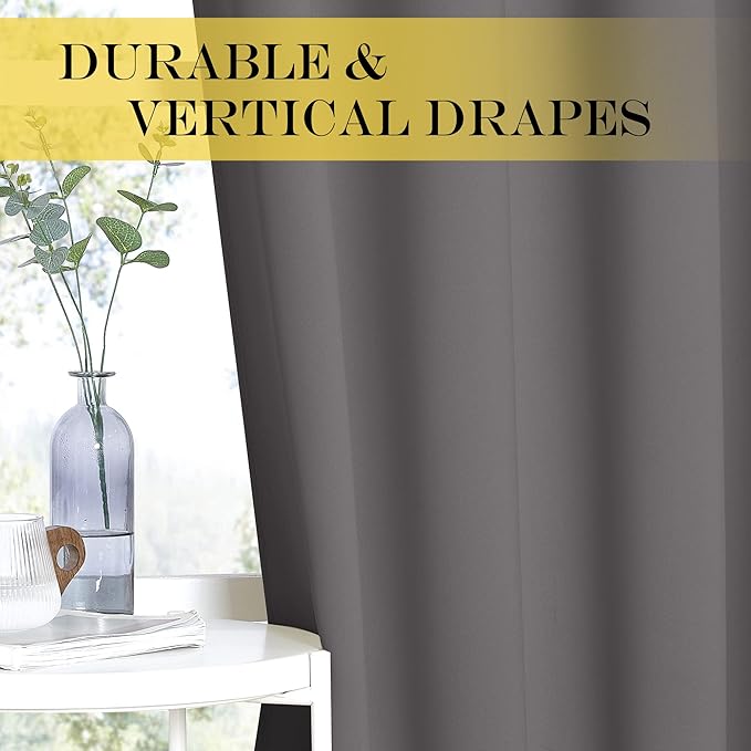 NICETOWN Grey Blackout Doorway Curtain 80 inch Length, Grommet Room Darkening
