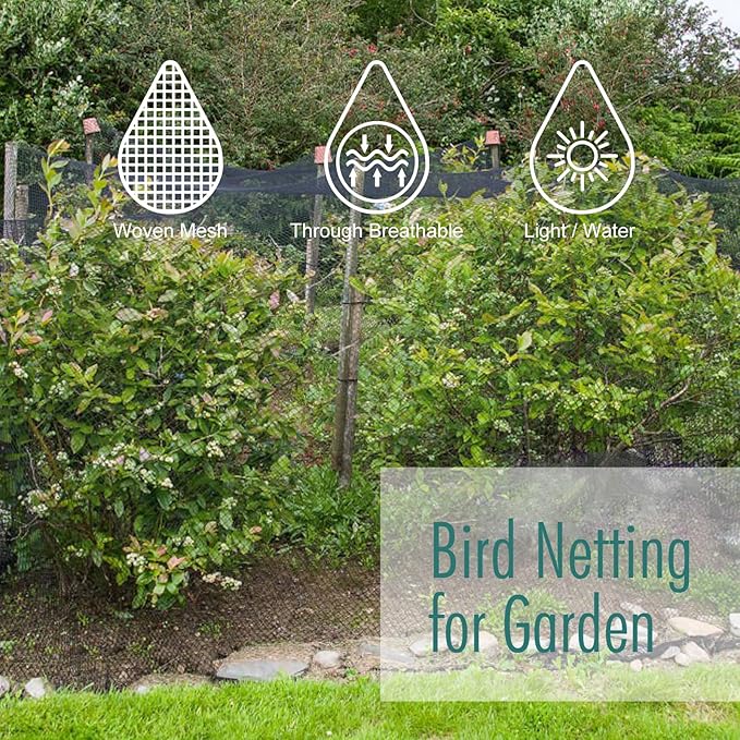 Bird Netting for Garden, Fetanten 13 x 40 FT Netting for Garden Protection Vegetables Fruit Trees Blueberry from Birds Deer Poultry, Heavy Duty Woven Mesh Net Animal Fencing with Ties and Staples