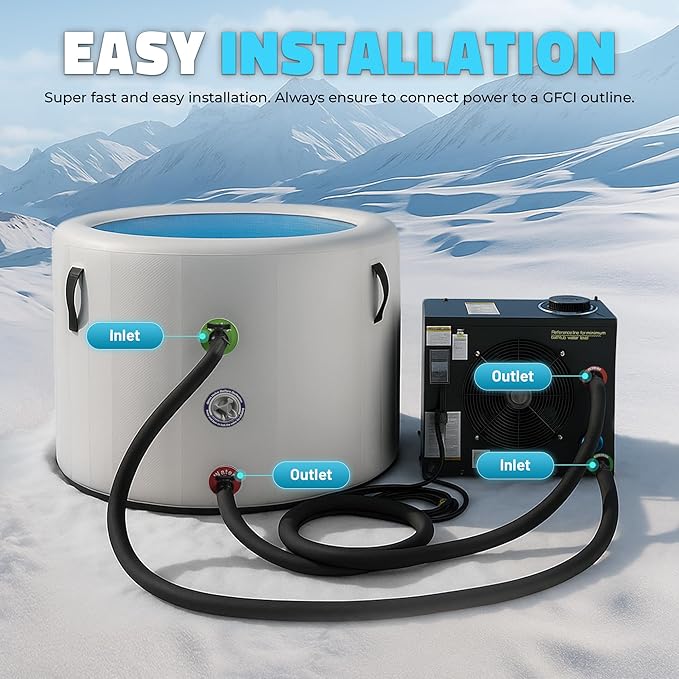 All-In-One Cold Plunge Chiller for Ice Bath | Gale Series 1 HP Water Chiller and Heater with WiFi, App and Touch Control, Ozone, Water Filter, Chiller for Indoor/Outdoor Use - Black