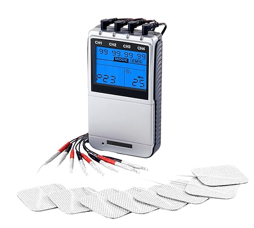906A Premier 4 Channel Rechargeable - TENS EMS Combo Muscle Stimulator for Pain Relief and Muscle Strengthening