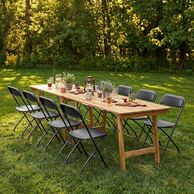 DUMOS Folding Chairs Sets of 12, 330lbs Plastic Stackable Portable Patio Dining Sets, Fold Up for Indoor Outdoor, Camping, Garden, Party, Meeting, Weeding, Black