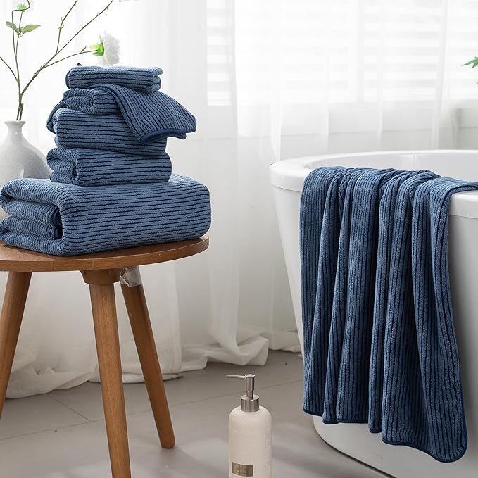 Jessy Home 2 Pack Navy Hand Towel Set 16x31,Ultra Soft Microfiber Towel for Bathroom Highly Absorbent & Quick Dry Hand Face Towel,Multi-Purpose Luxury Premium Towel for Kitchen,Hotel,Shower,Spa,Gym