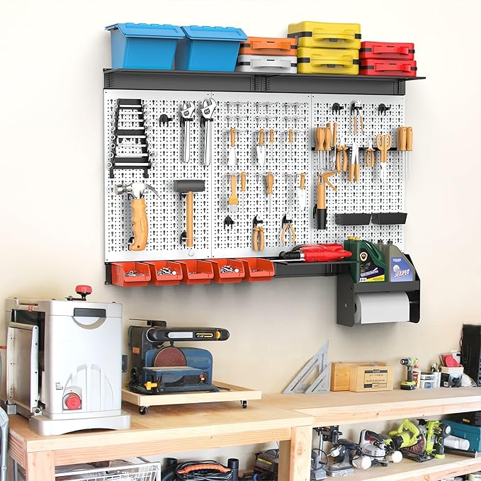 TORACK Pegboard Wall Organizer 4 ft. Garage Metal Pegboard Tool Organizer System