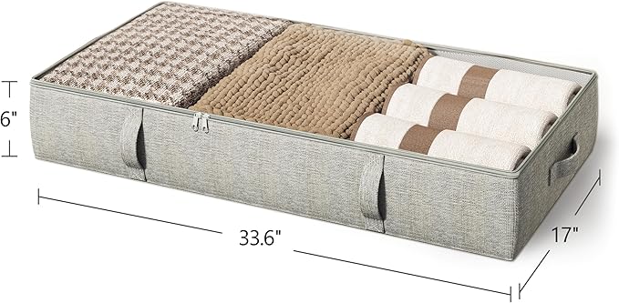 2-Pack Under Bed Storage Containers, 6 Inches Tall Underbed Clothes Storage Organizer Bin with Sturdy Sidewalls/Bottom, Underbed Storage Bins 2 Storage Thin Bins